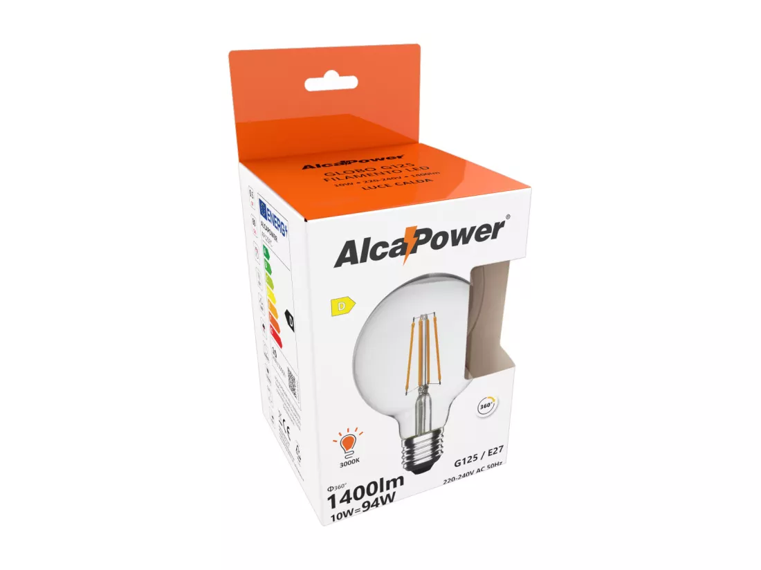 Ampoule LED à filament globe transparent 10W G125 1400lumen 3000K