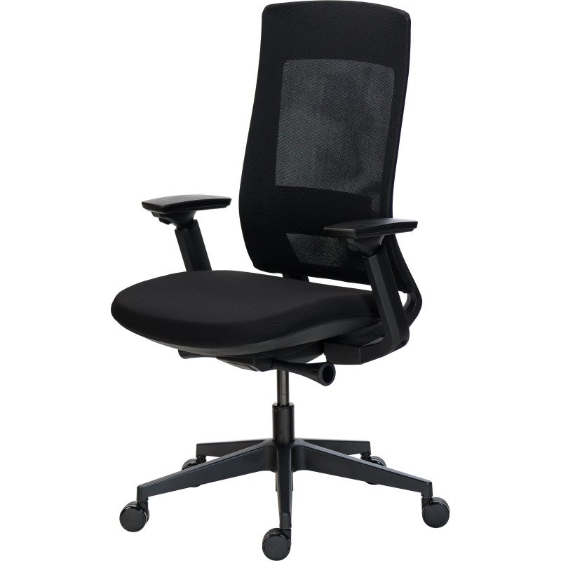 Chaise de bureau MARCUS tissu et maille - accoudoirs, réglage profondeur d'assise et soutien lombaire - Mécanisme Synchrone