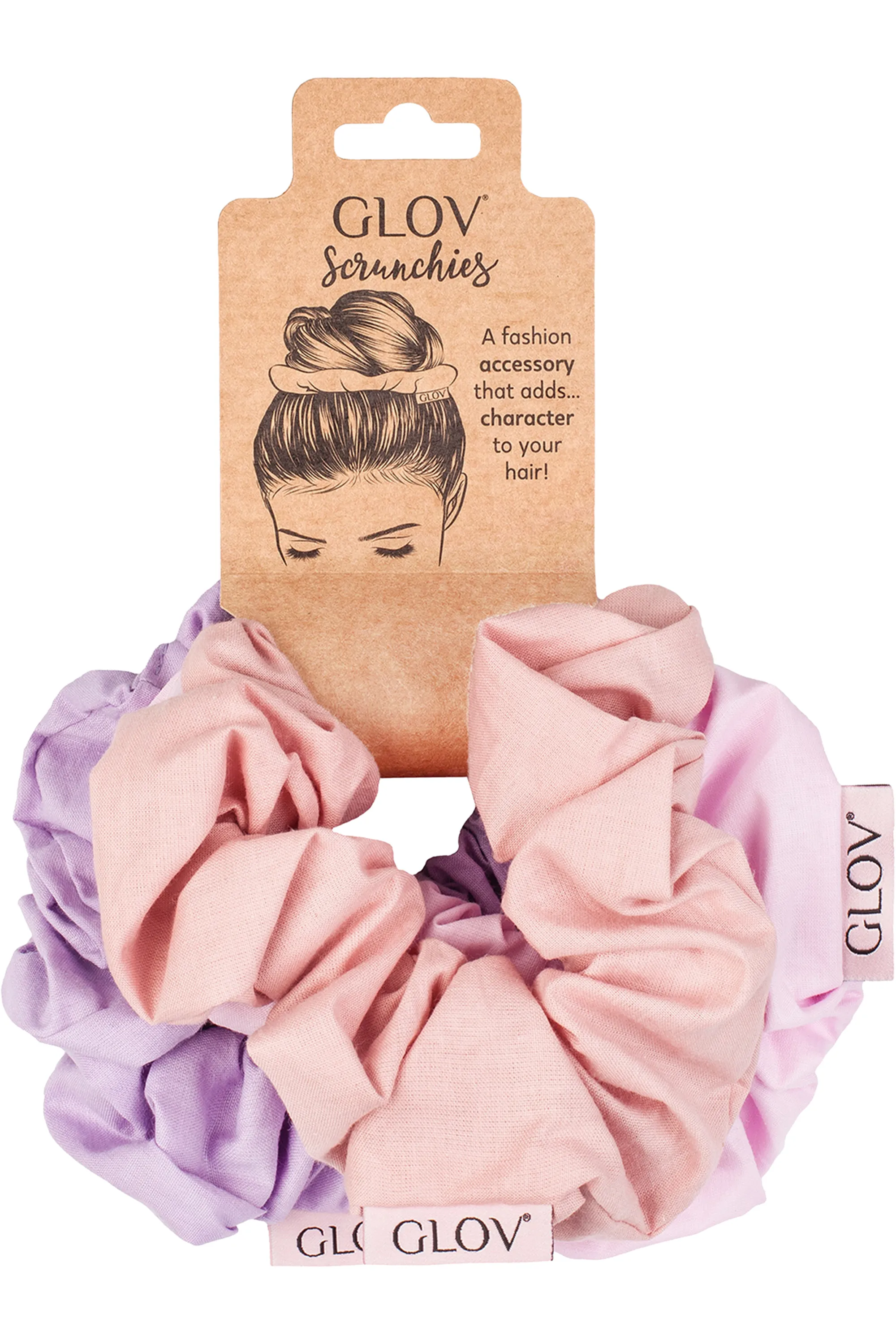 GLOV Set de chouchous Scrunchie en coton rose-62 g