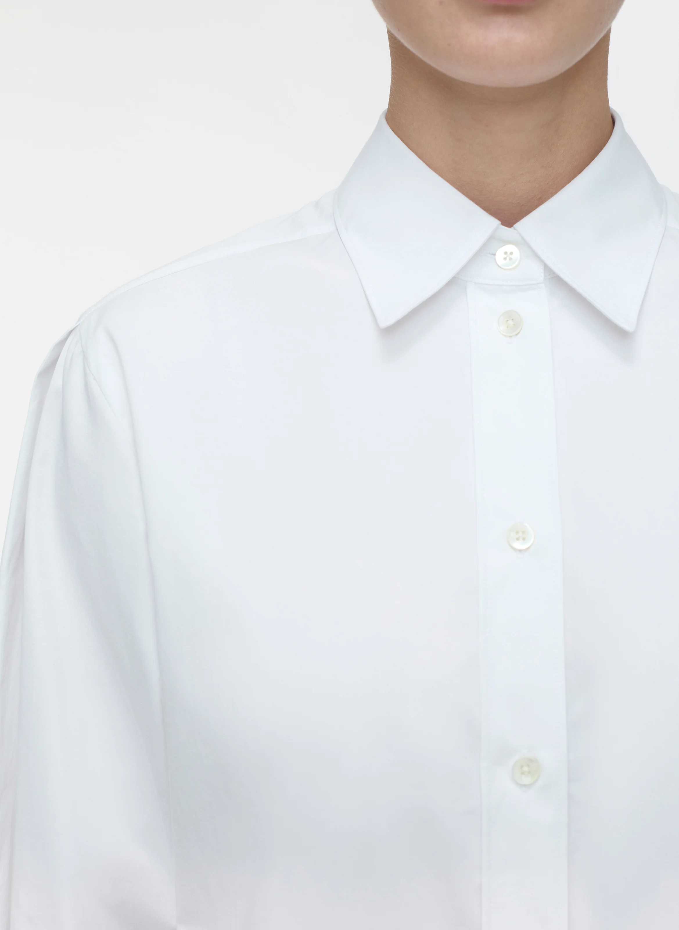Chemise droite col classique en coton | Blanc