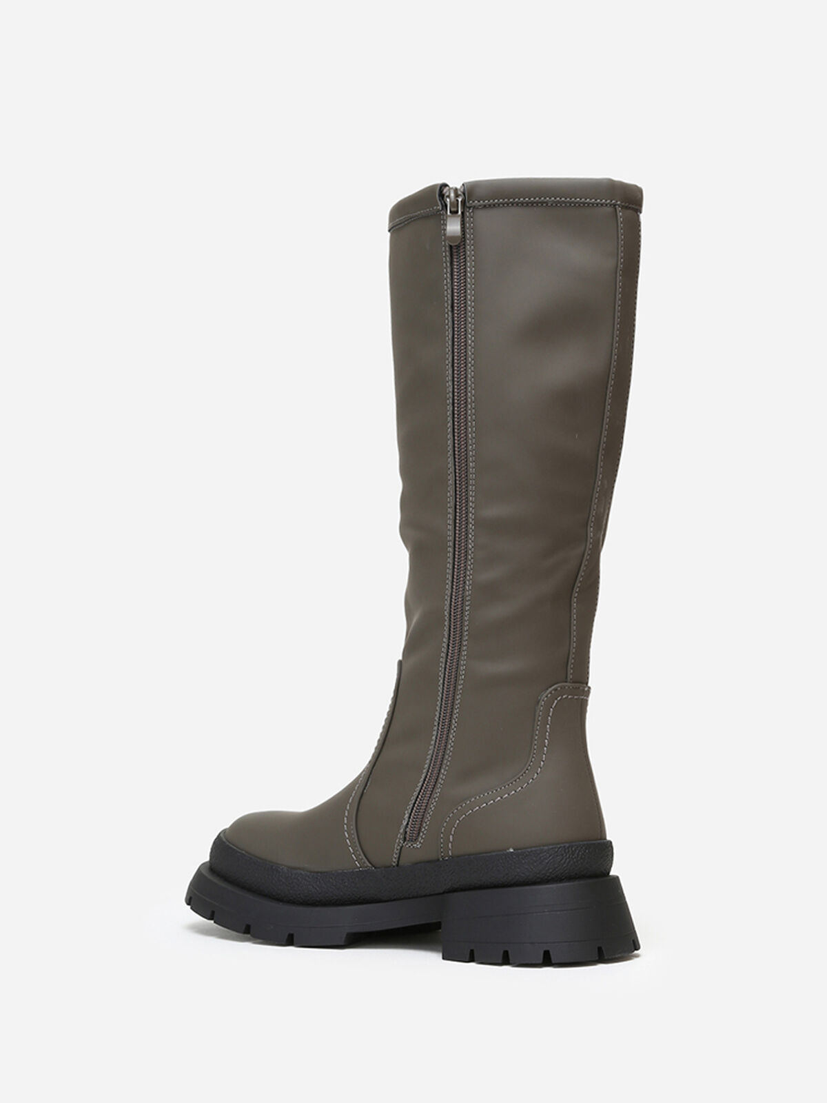 Bottes effet mat à semelle crantée- Gris