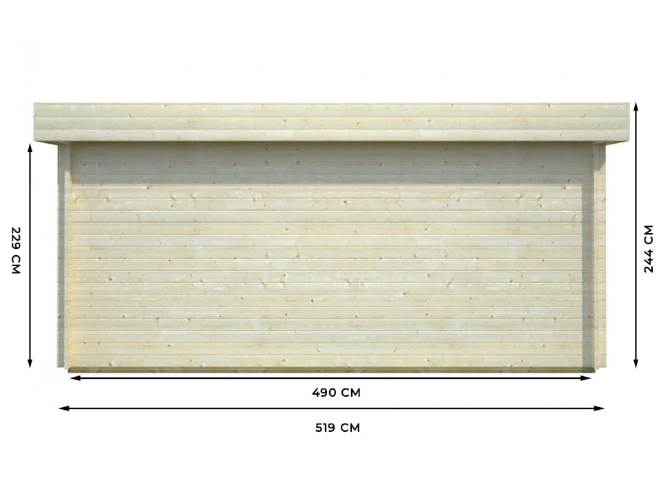 Garage en bois westmount - porte bois - 19,2m² - epaisseur des madriers : 44mm - bandeau de toiture - double vitrage