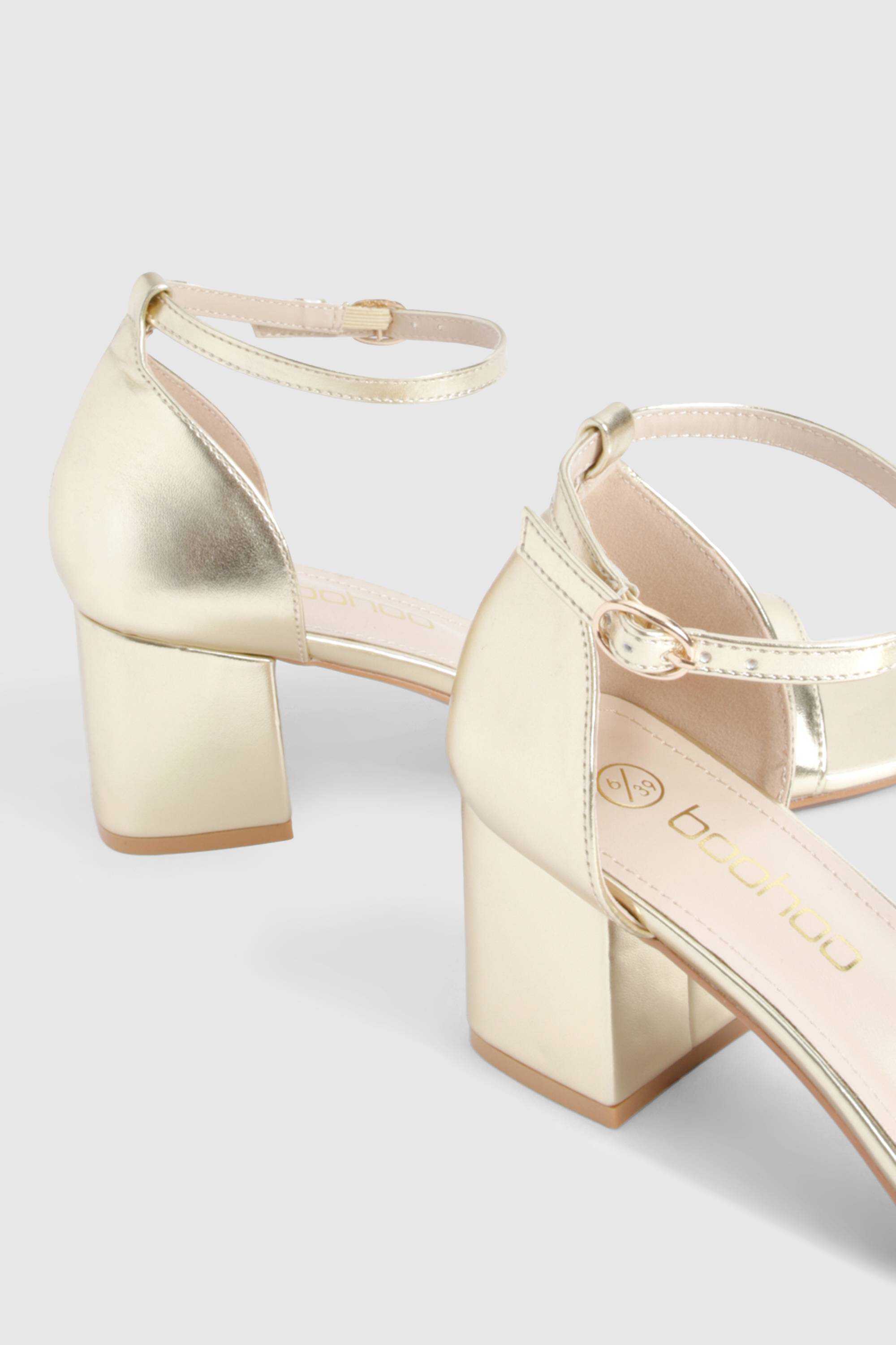 boohoo Talons larges métalliques à bloc bas, effet minimaliste