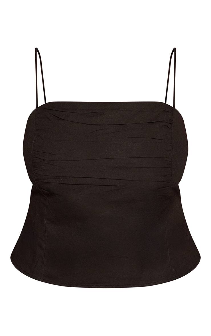 Noir Ensemble Grande Taille Top À Bretelles Texturé Avec Détails De Panneaux Tissés
