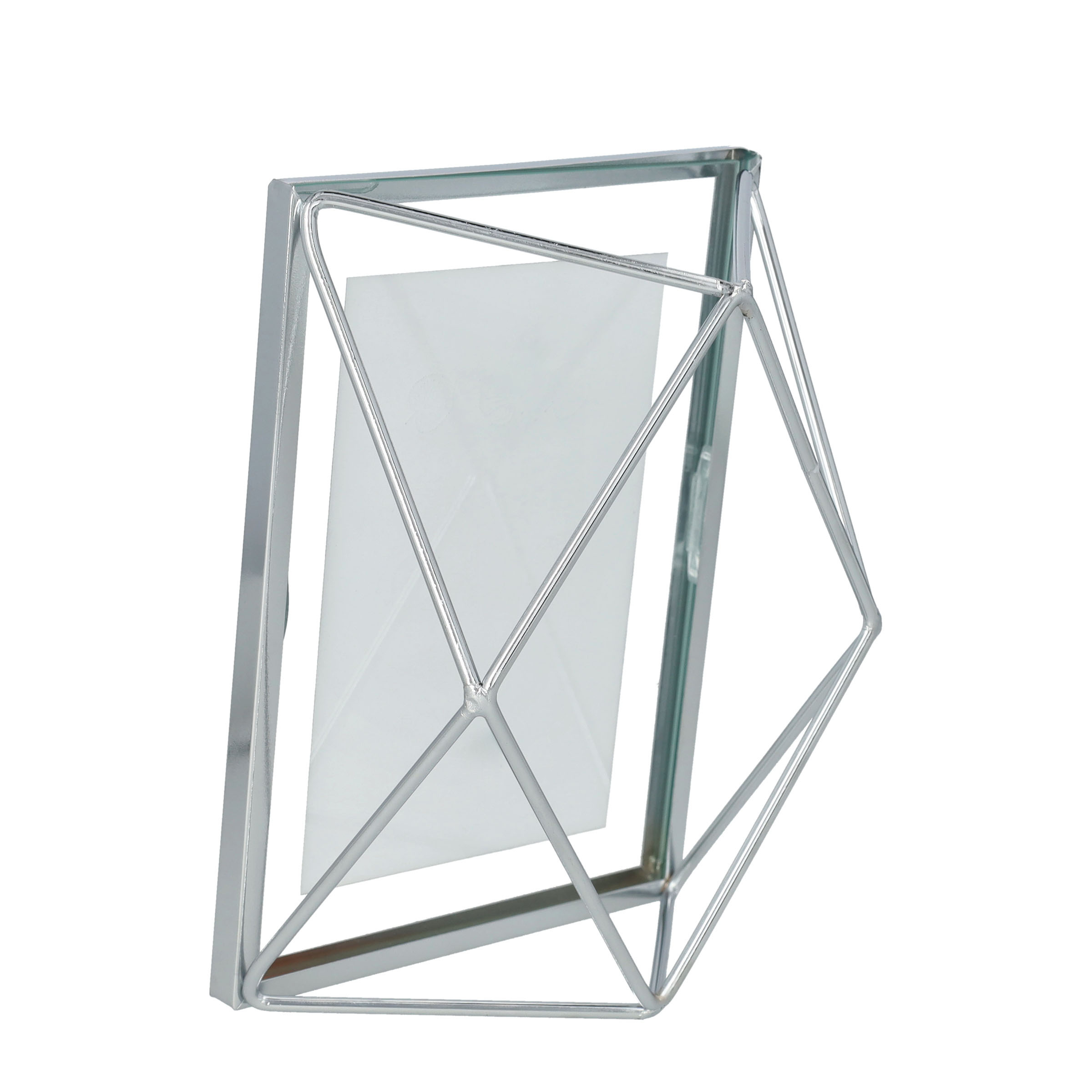 (10x15cm) Geometric 3D Metall Bilderrahmen Home Deko Fotorahmen (8.1884) - Silber