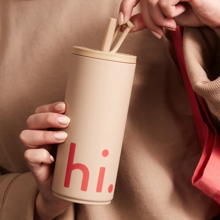 Design Letters - Hi Travel Trinkhalm-Becher, 0.5 l, cherry pink