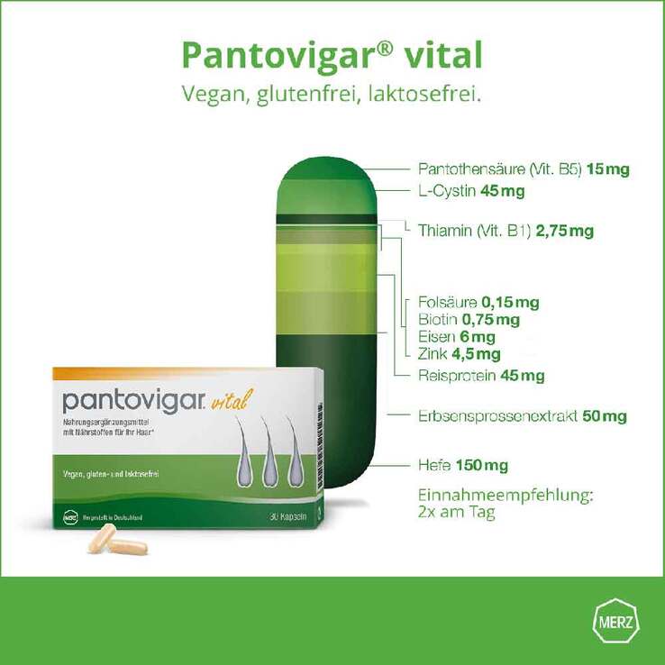 Pantovigar vital Kapseln mit Nährstoffen für Haare, 2x180 St