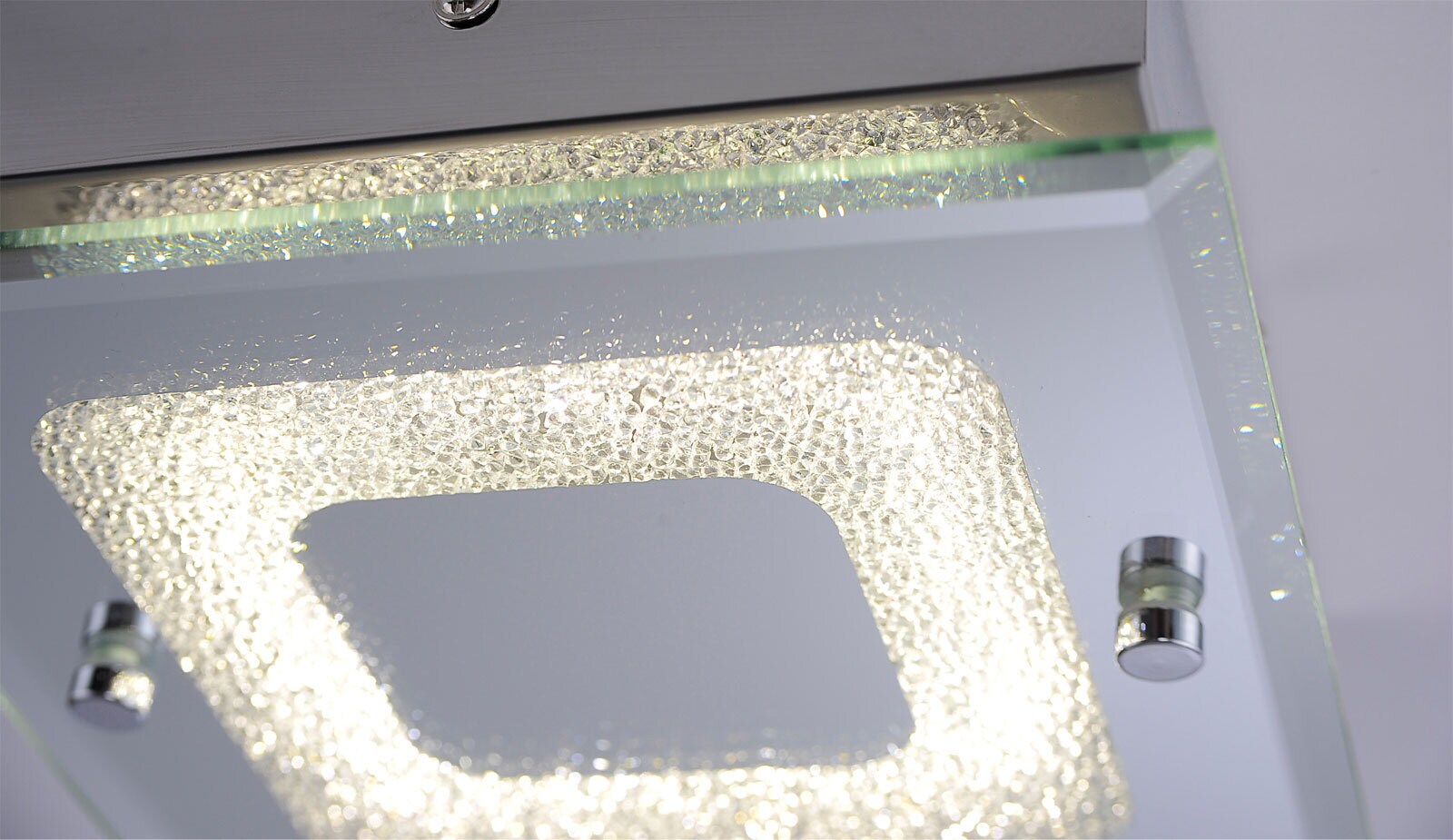 LED Deckenleuchte Lisa chromfarbig 18x18cm 5,8cm Metall Kristallglas
