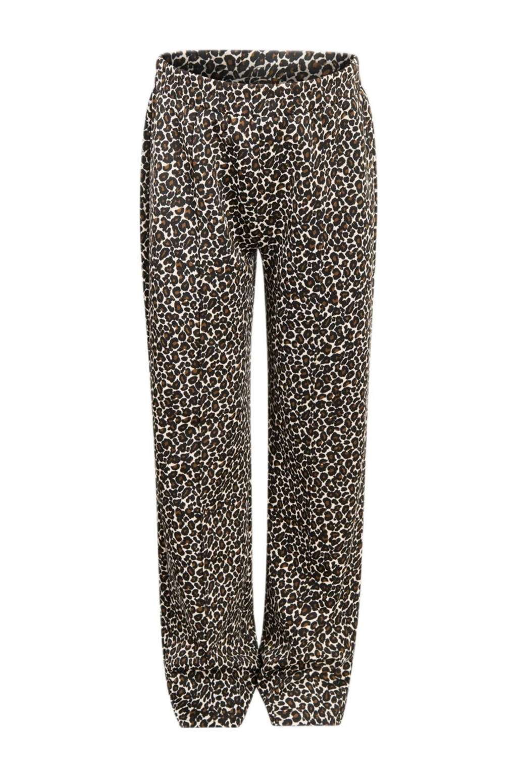 Shoeby wide leg broek met panterprint bruin/beige