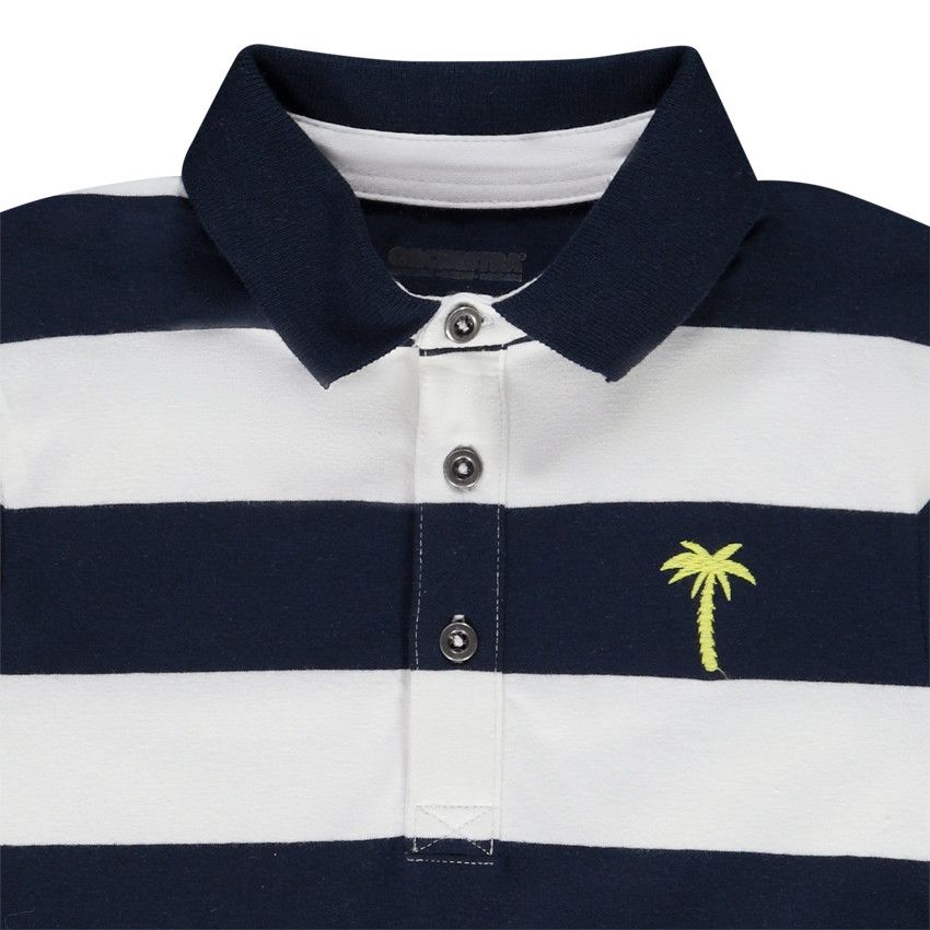 Polo manches courtes rayé broderie palmier pour garçon - Bleu marine