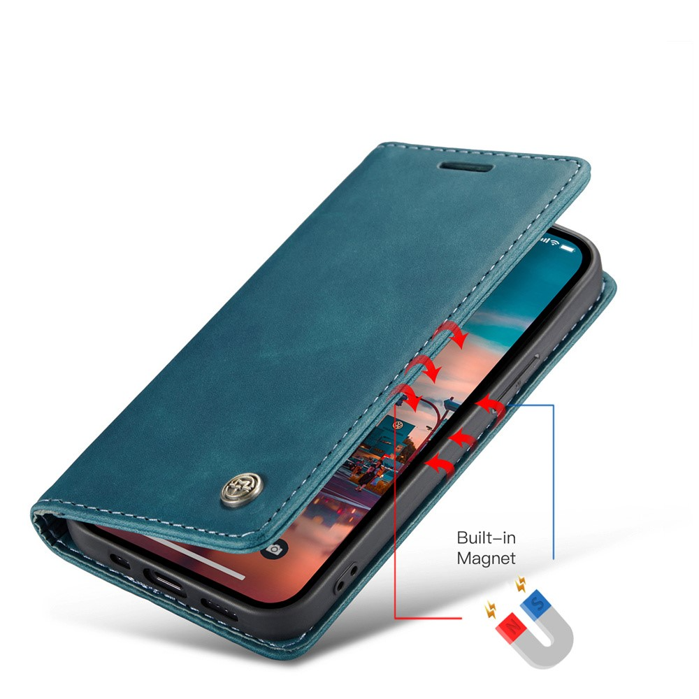 iPhone 15 Leder Tasche Flip Wallet Etui mit Kartenfächern - Blaugrün