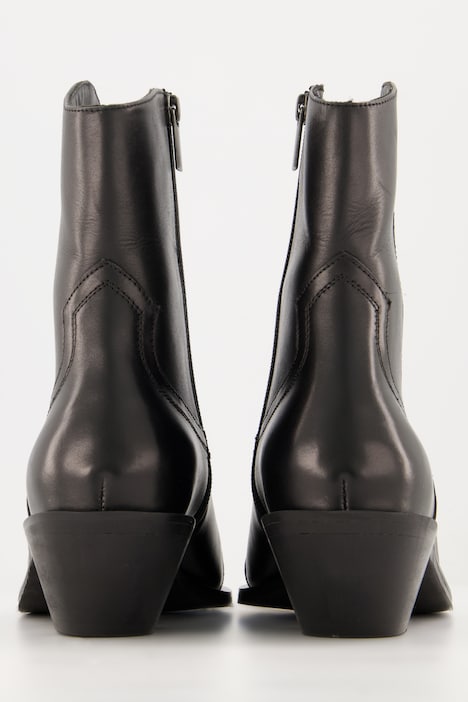 Cowboy Leder-Stiefeletten, Silber, Zipper, Weite H