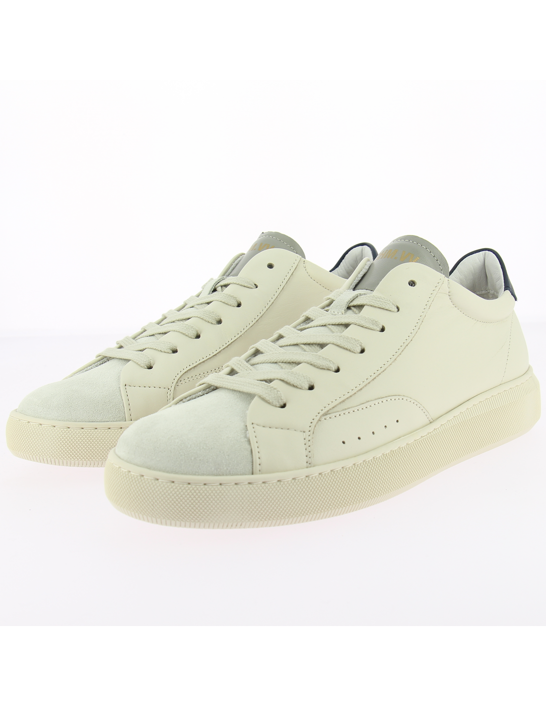 schmoove baskets de ville homme clear sneaker cuir blanc/bleu
