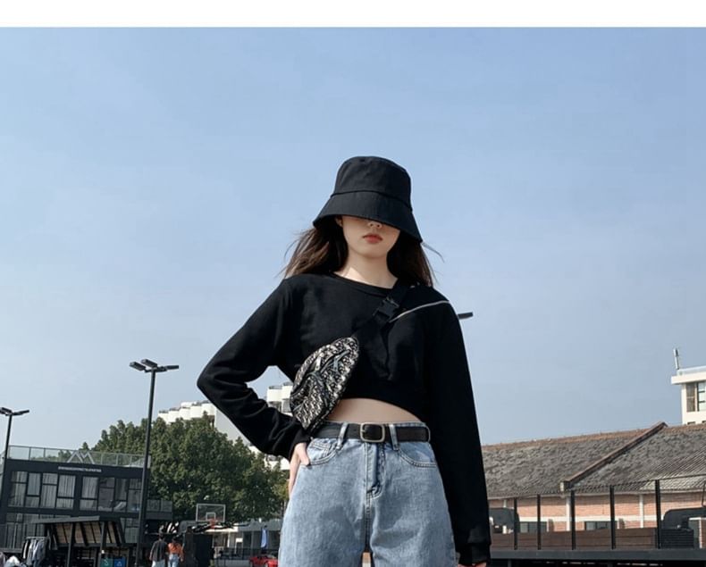 Baoinie - Hoge taille gewassen cropped tapered jeans
