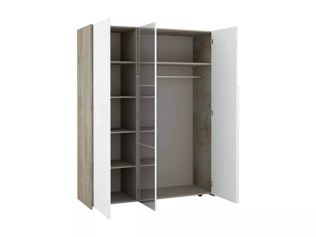 NINO LIGHT - Lit 180x200cm avec Leds et Chevets à Poser + Armoire 3P
