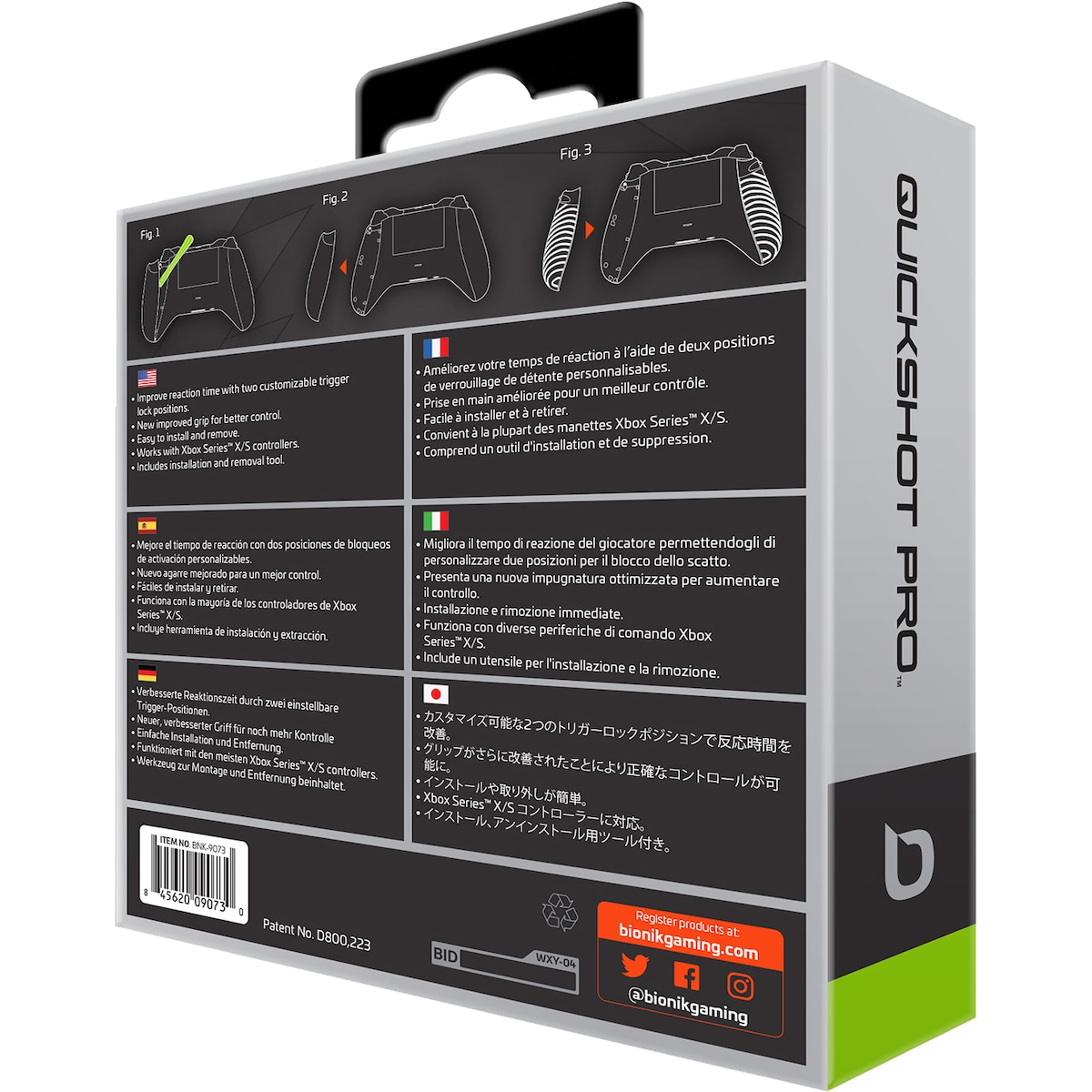 Bionik Quickshot Pro Xbox Series X/S kontrollergrep (sort)