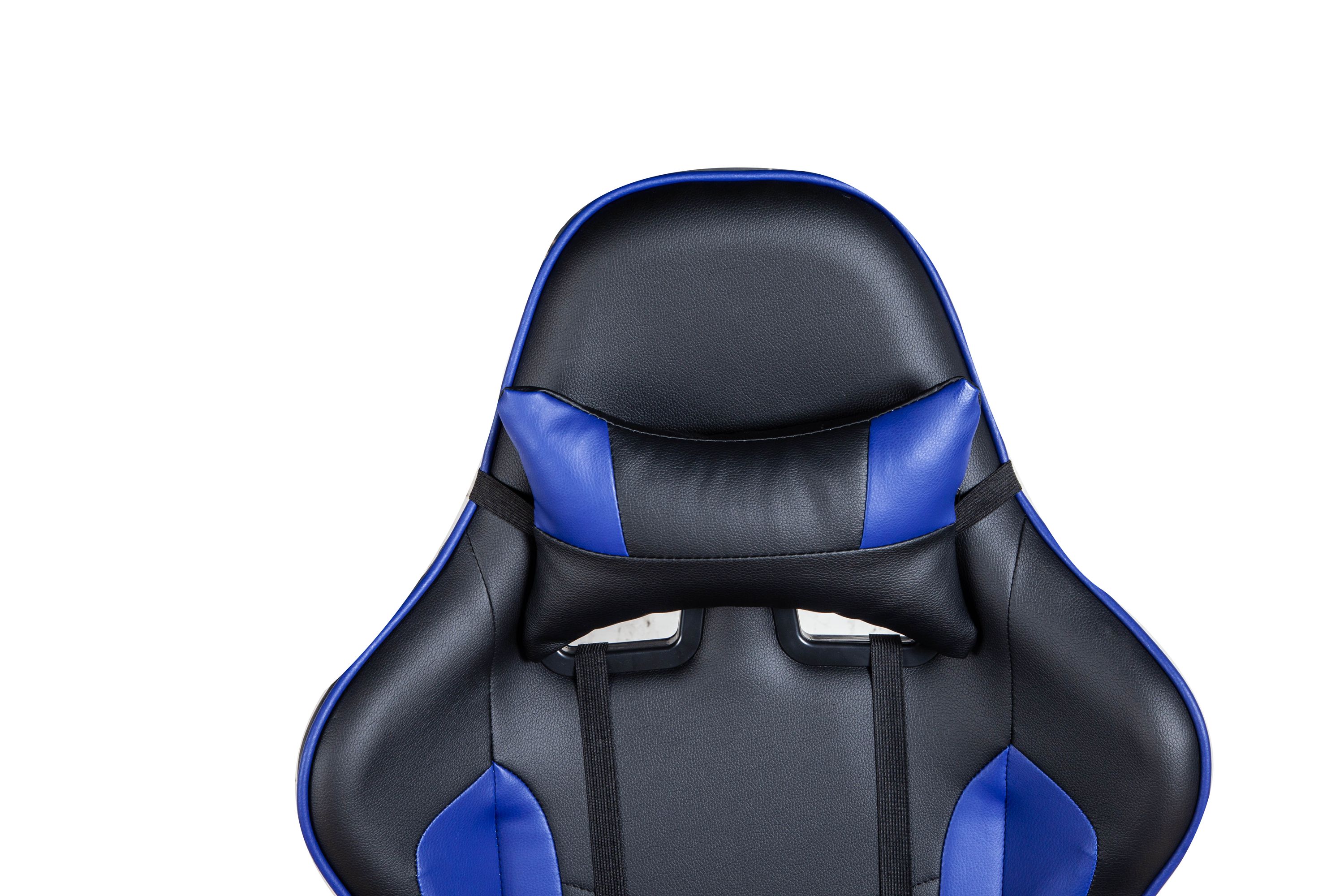 Gamingstuhl Bürostuhl Leder LIMITLESS schwarz/blau