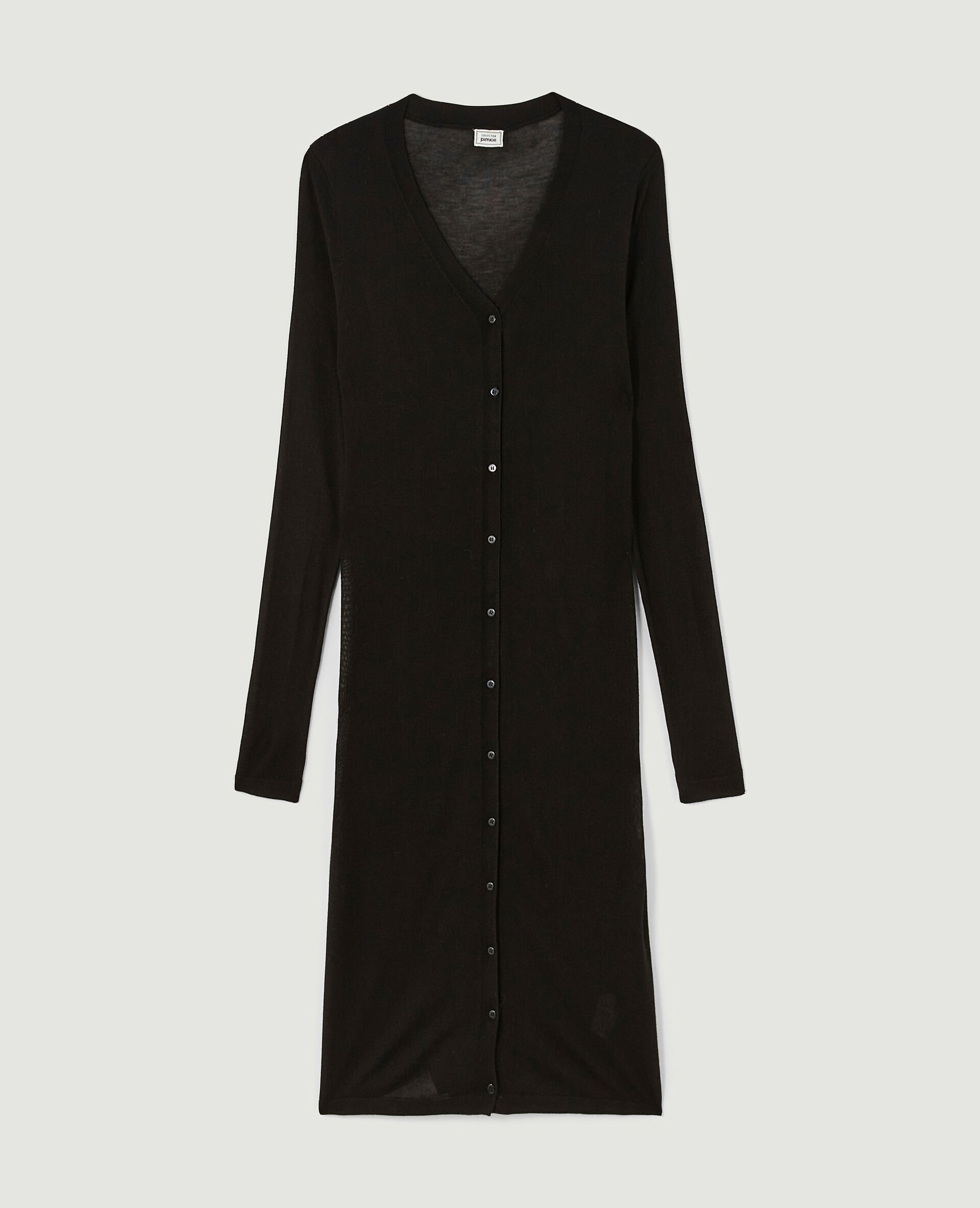 Robe longue boutonnée en maille - Noir