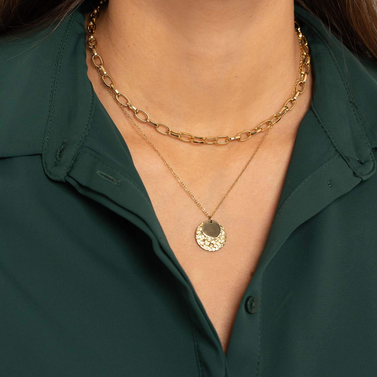 Collier Tania double rangs acier doré or