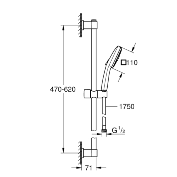 Grohe doucheset Quickfix Vitalio Comfort 2 standen chroom
