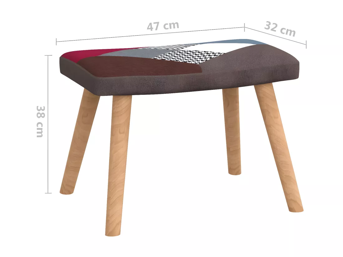 Chaise de relaxation avec repose-pied Patchwork Tissu