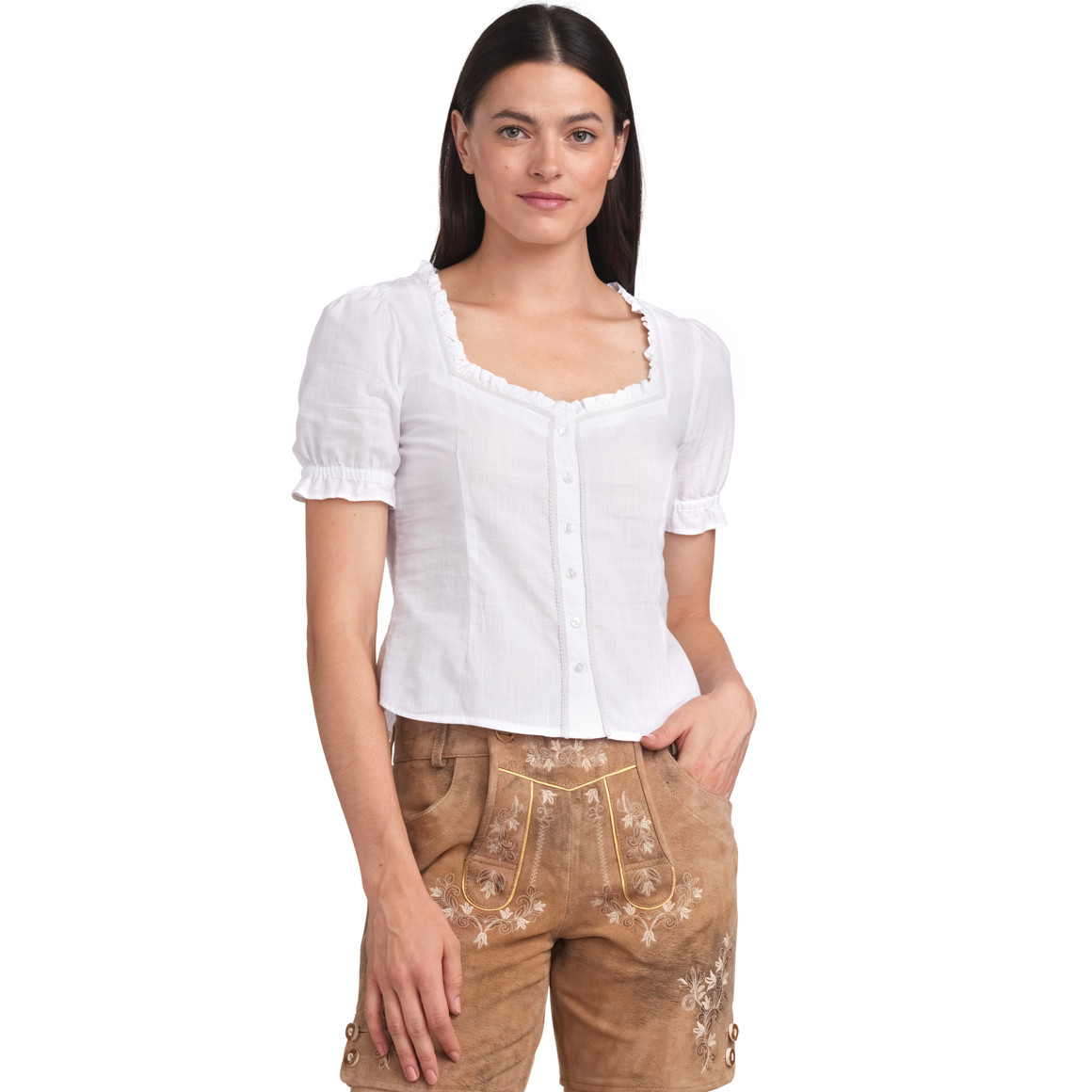 Gina Benotti Damen Bluse mit weitem Ausschnitt weiss