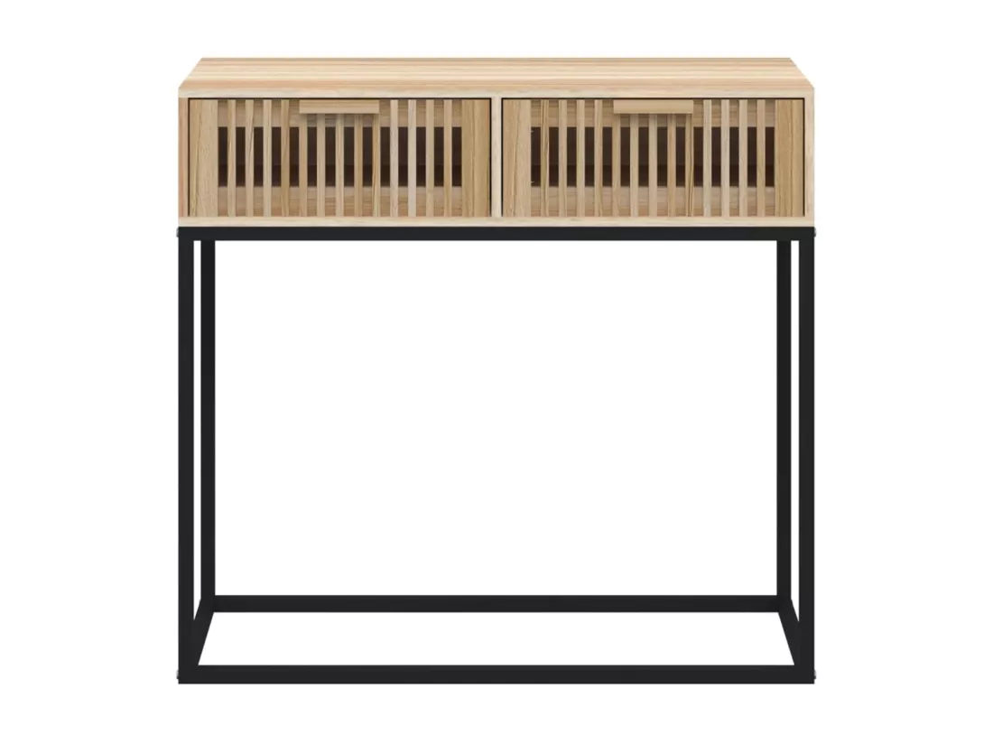 Table console 80x30x75 cm bois d'ingénierie et fer