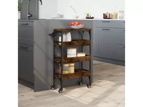 Chariot de cuisine chêne fumé 53x20x76 cm bois d'ingénierie