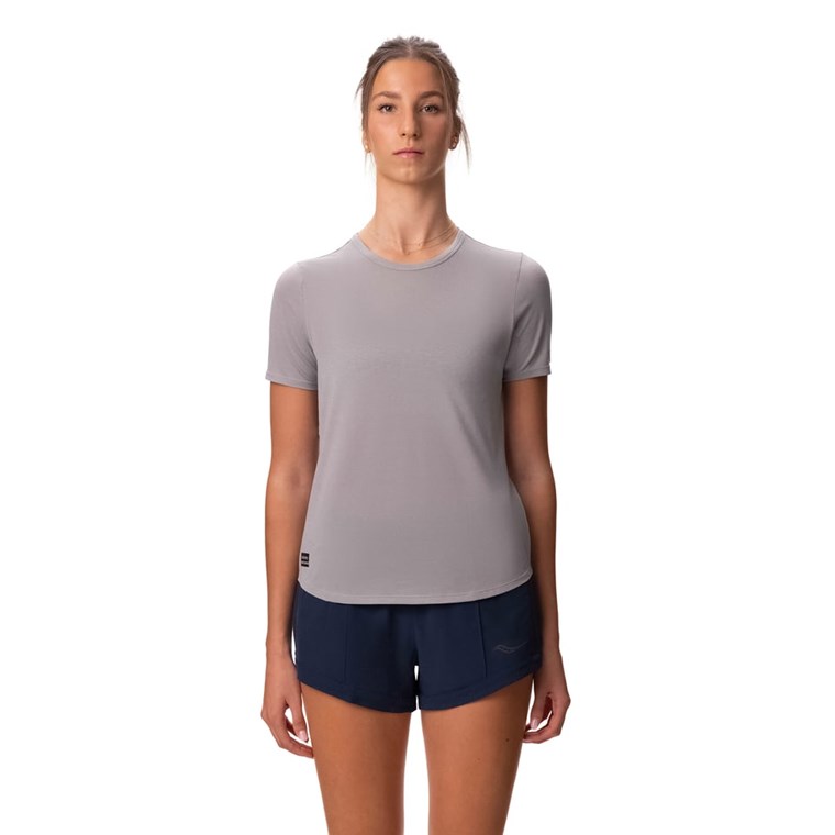 Saucony Stopwatch Short Sleeve Light Grey Heather