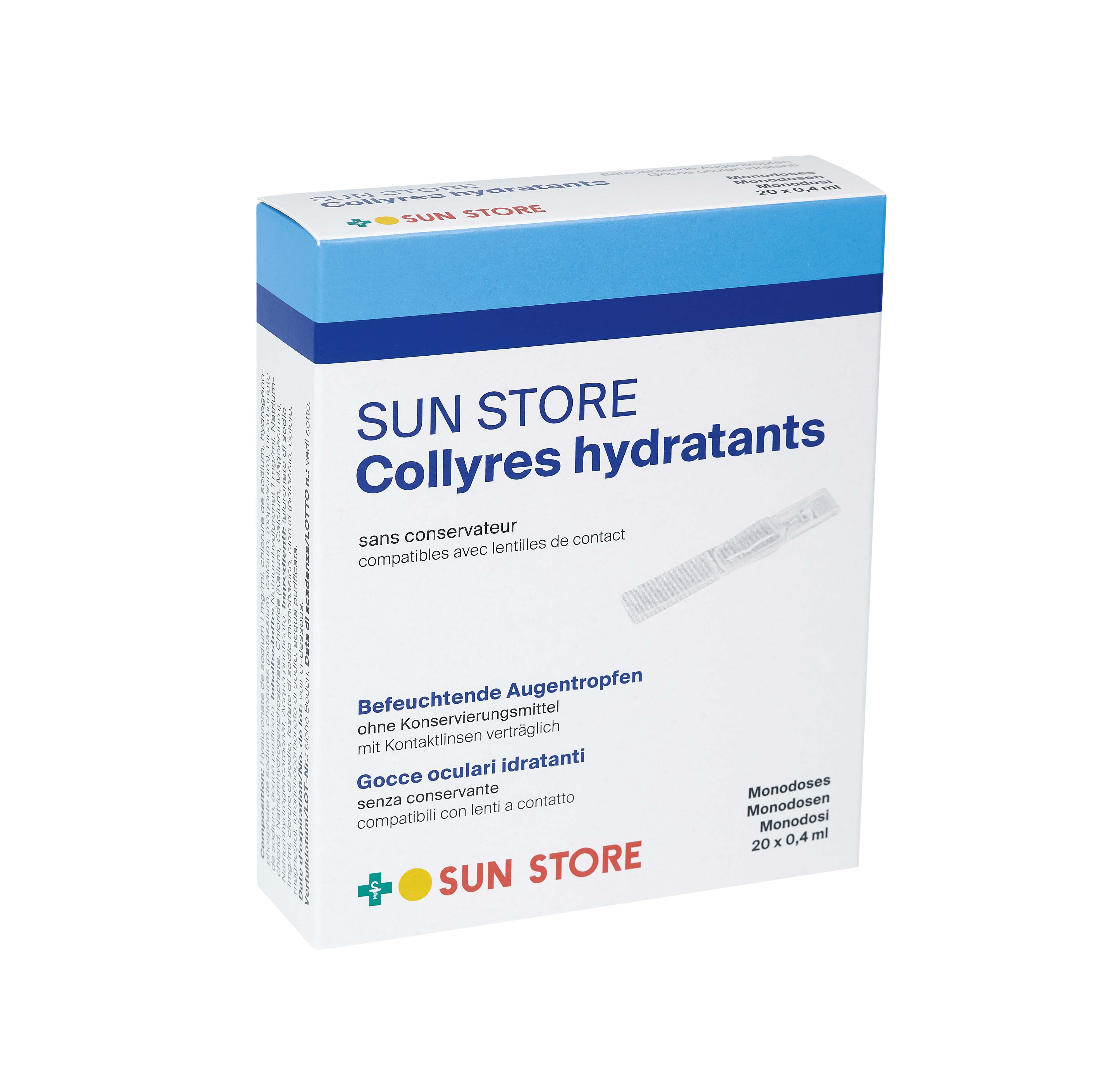 Sun Store Befeuchtende Augentropfen<br>20 × 0.4 ml, Monodosis, Augentropfen, Lösung