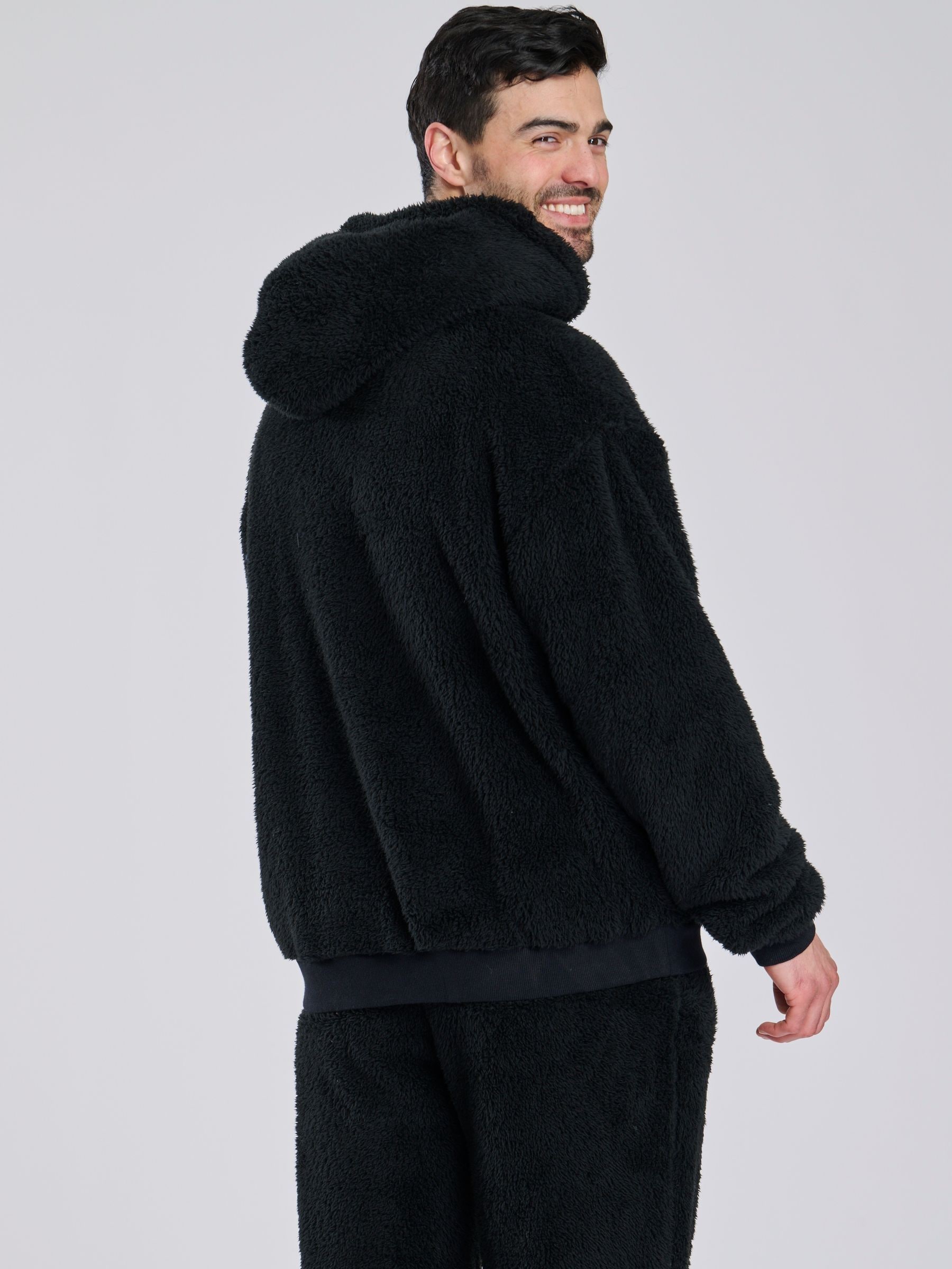 Zwart - Loungeable Sherpa Loungetop met Capuchon