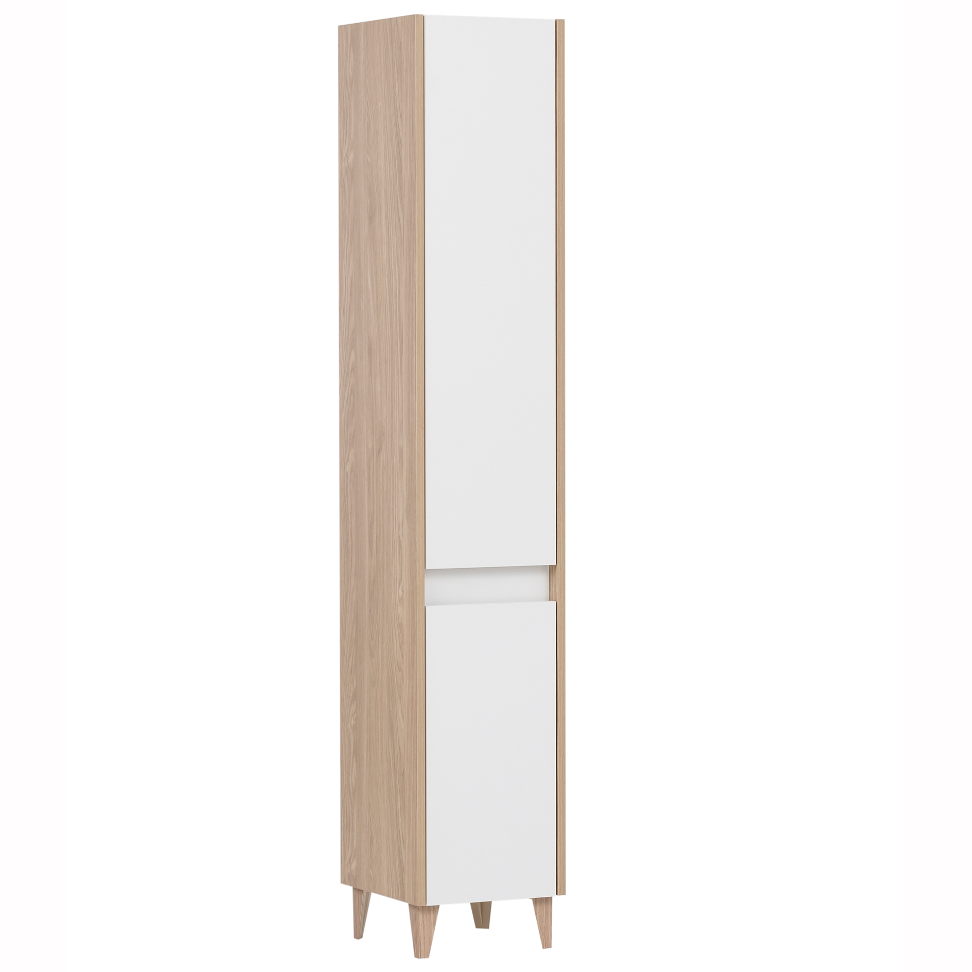 Hochschrank - perlweiß - Eiche hell - 30 cm