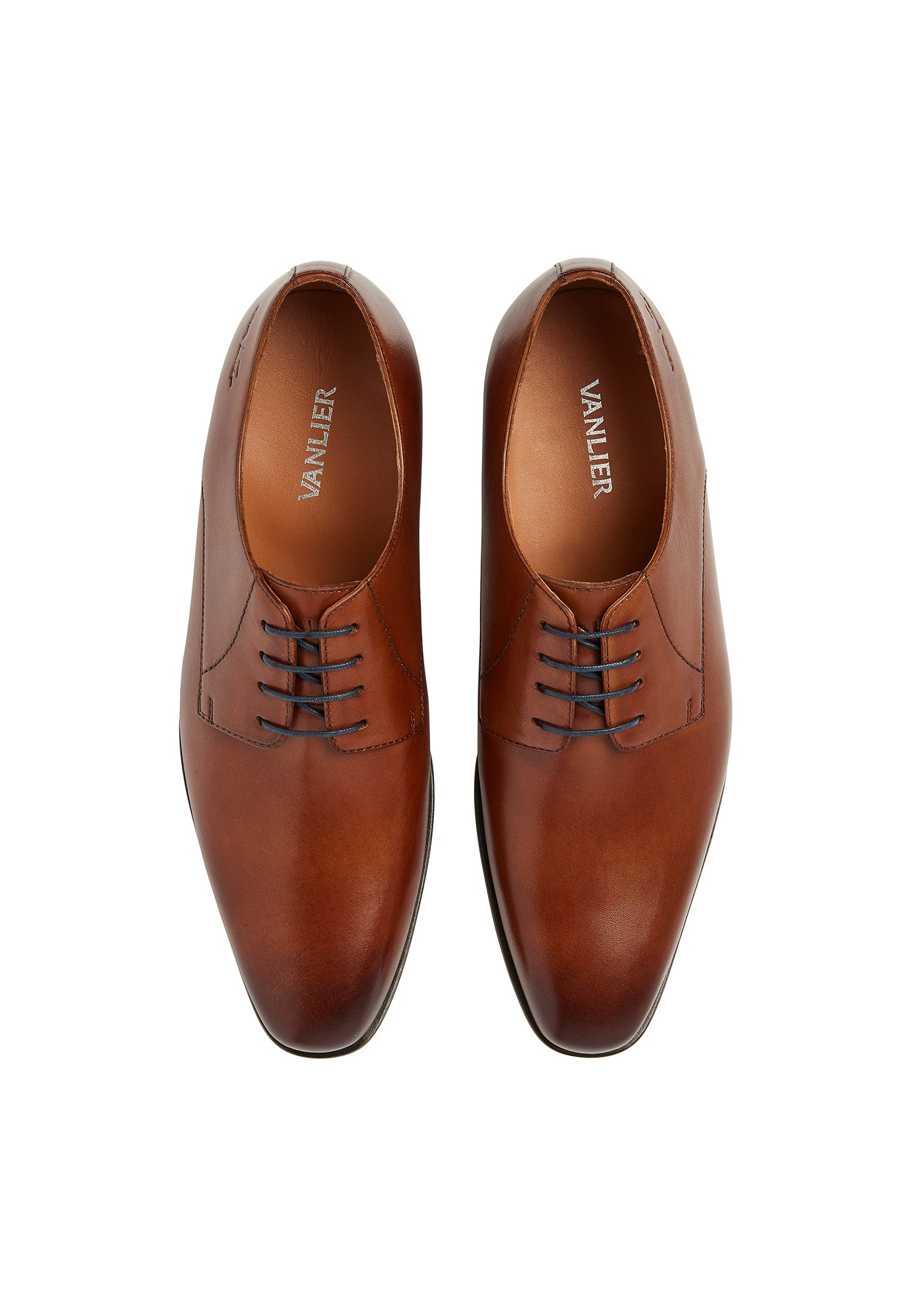 Cognac gladleren Egeus veterschoen