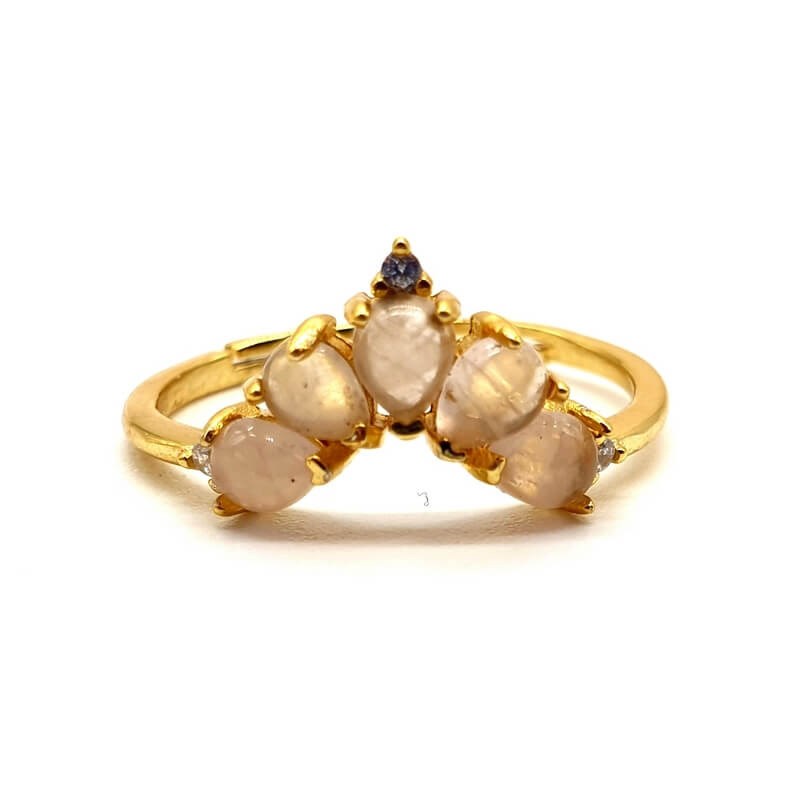 Bague ajustable en argent 925 Quartz Rose