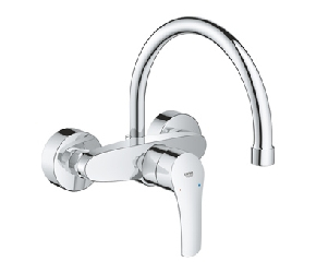 Grohe Eurosmart keukenkraan wand met hoge uitloop sprong 24,4cm chroom