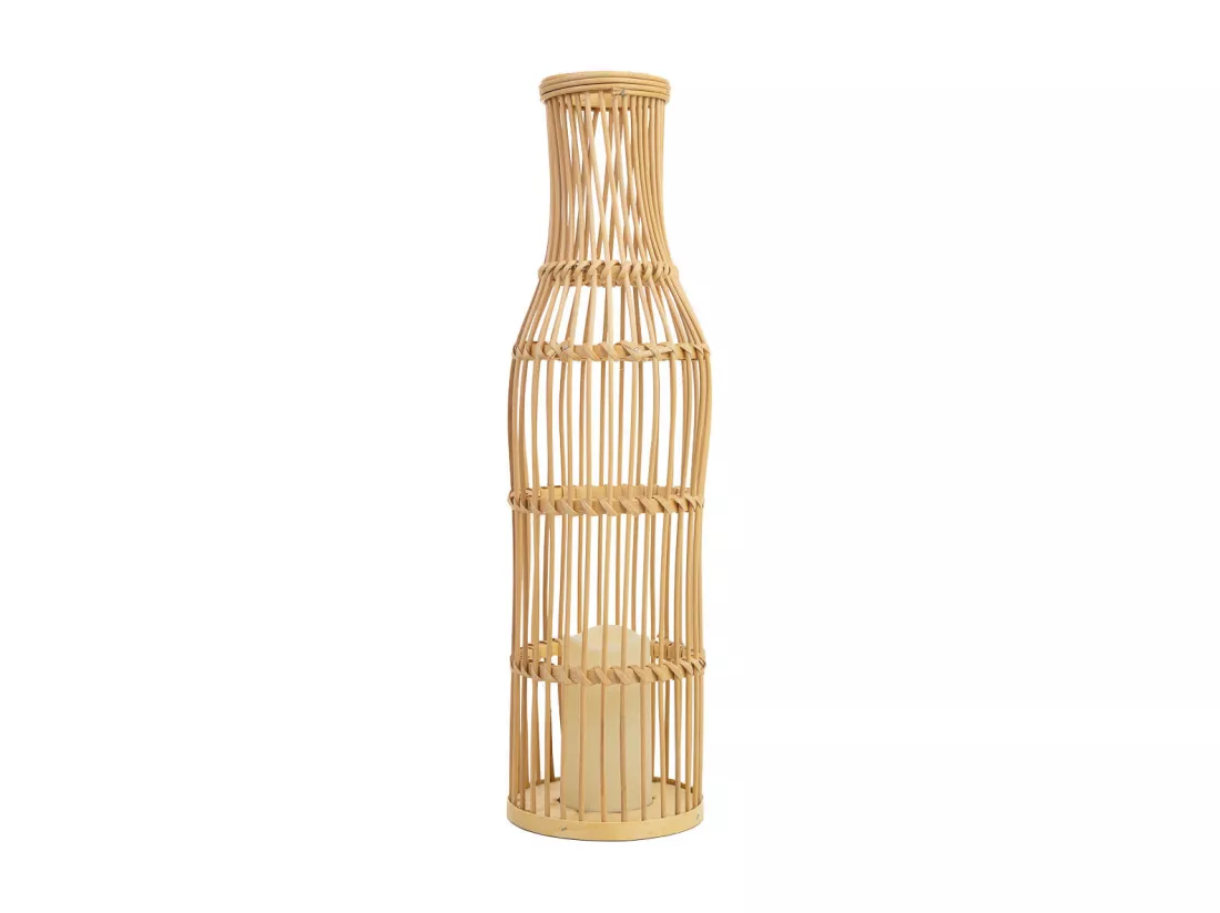 Vase en rotin tressé avec bougie à piles