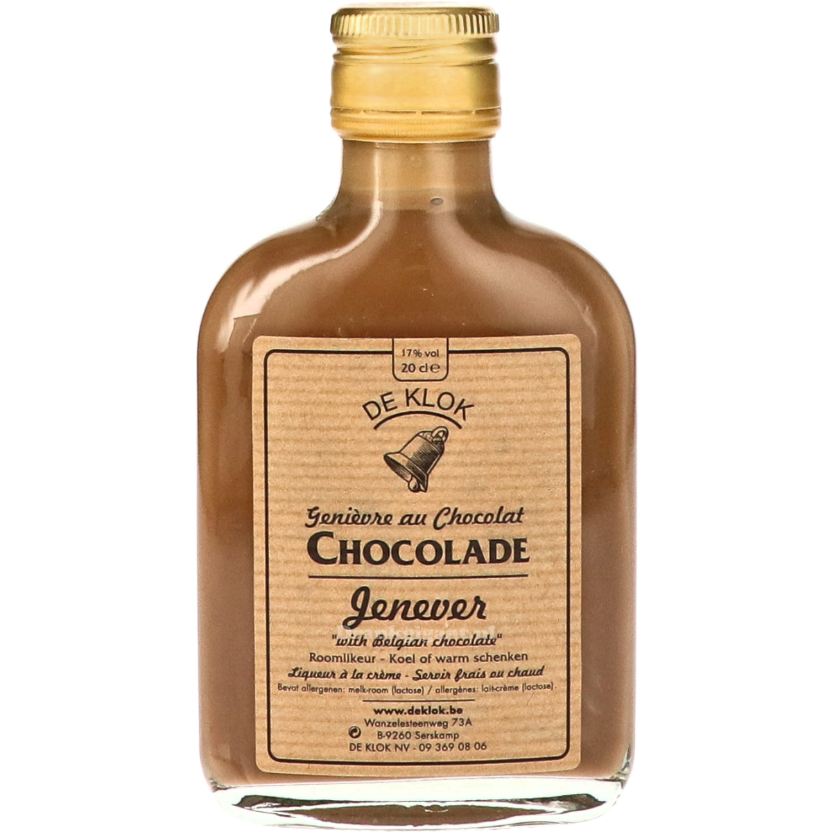 De Klok Chocolade Jenever Zakflacon 20 cl