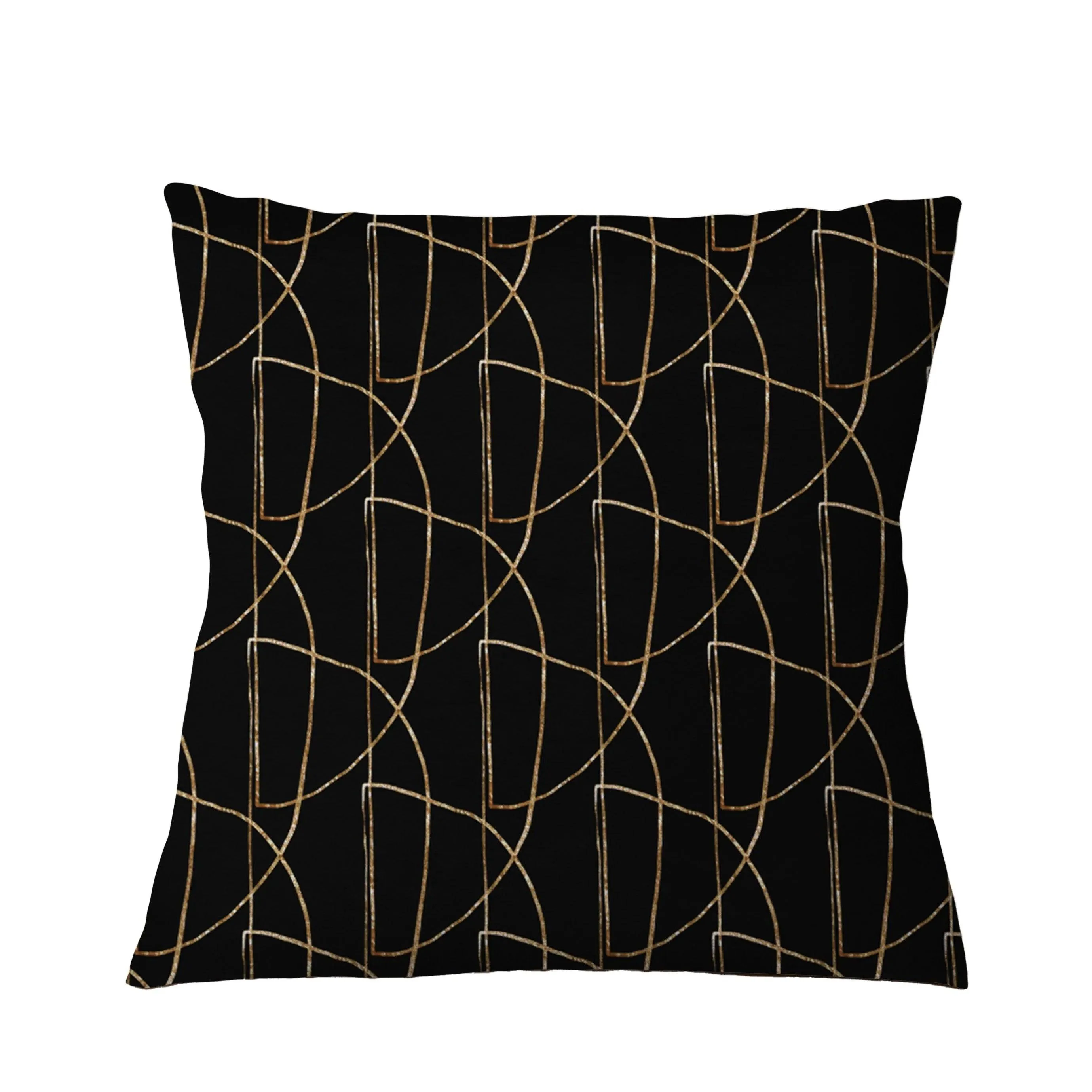 [] Black Gold Pattern Pillow Cushion & Cover | Abstract Decorative Pillow | Sofa Living Room Bedroom Decor