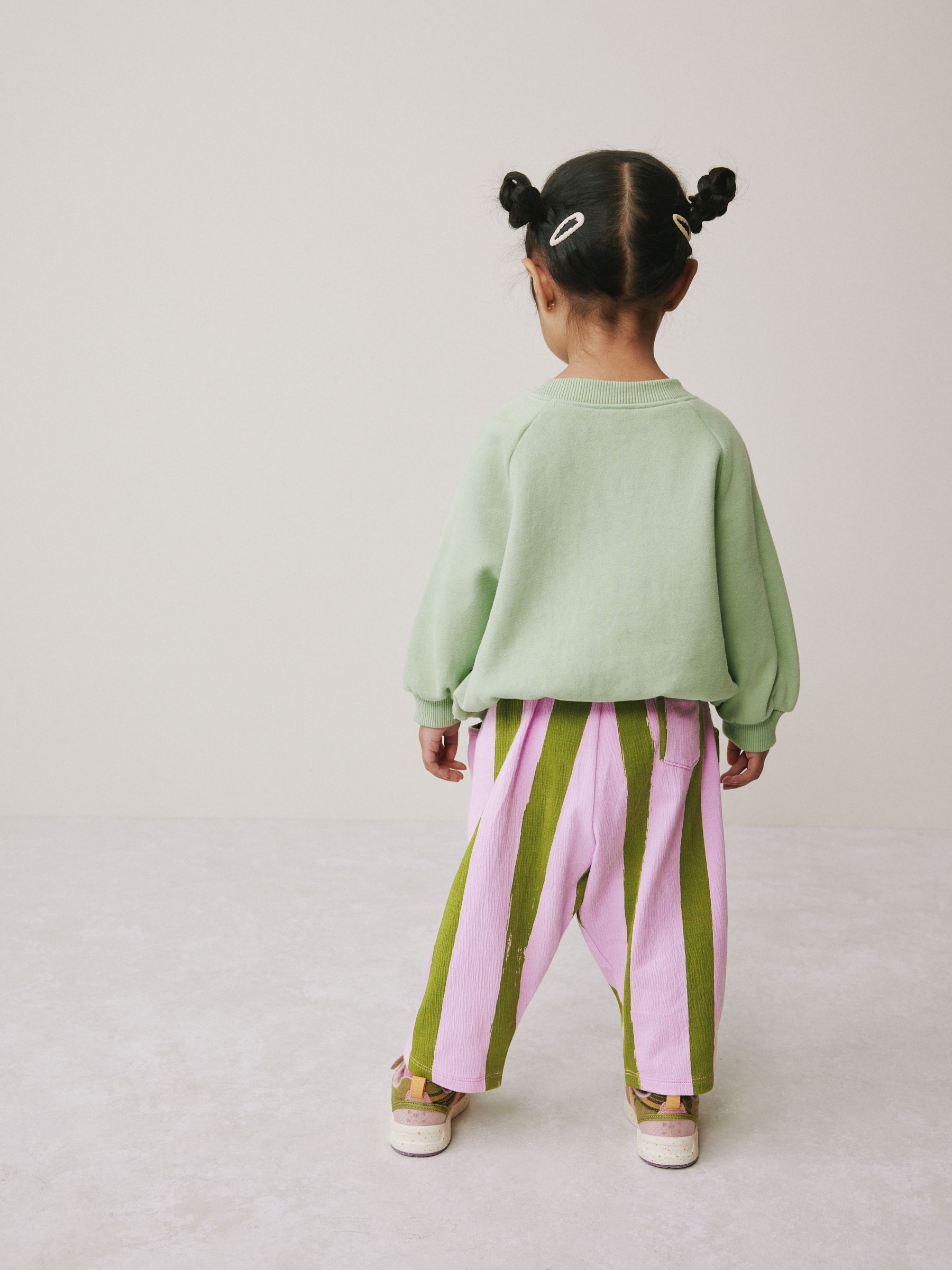 Roze-groen gestreept - Barrel Trousers (3mths-7yrs)