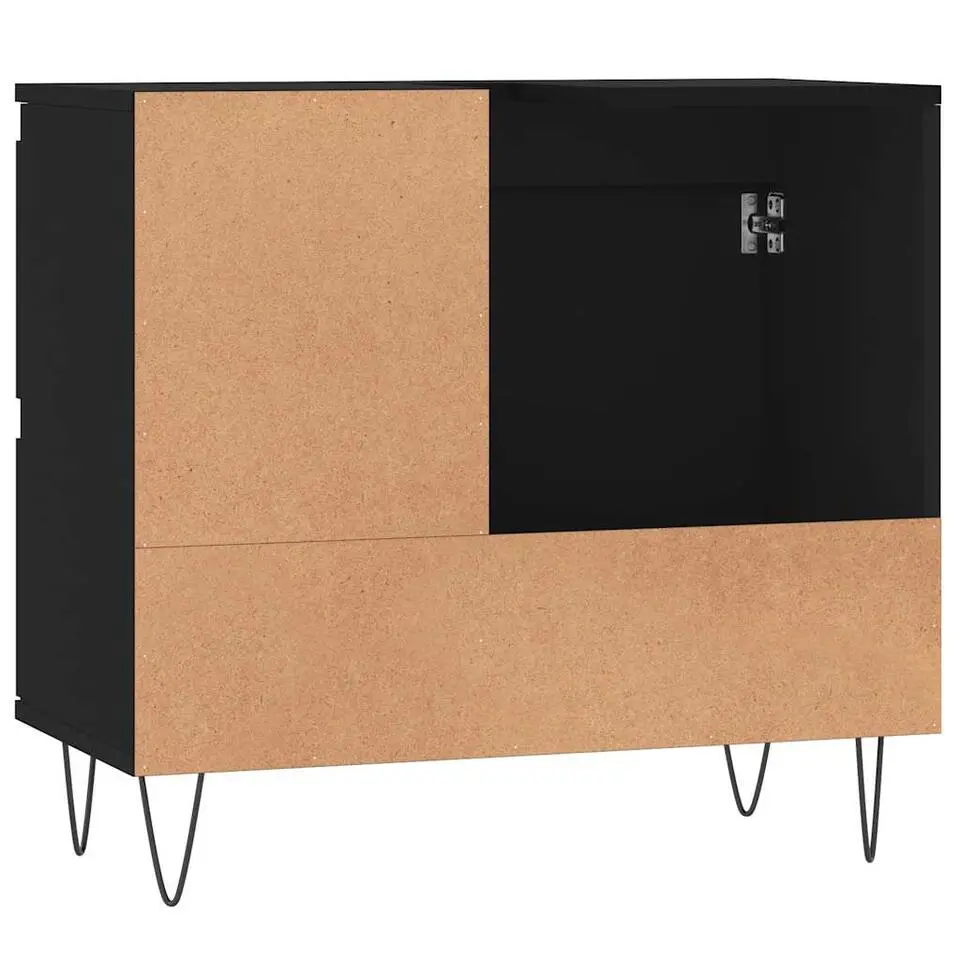 vidaXL - Wastafelonderkast met 2 lades - Zwart - Hout en ijzer - 65x33x60 cm