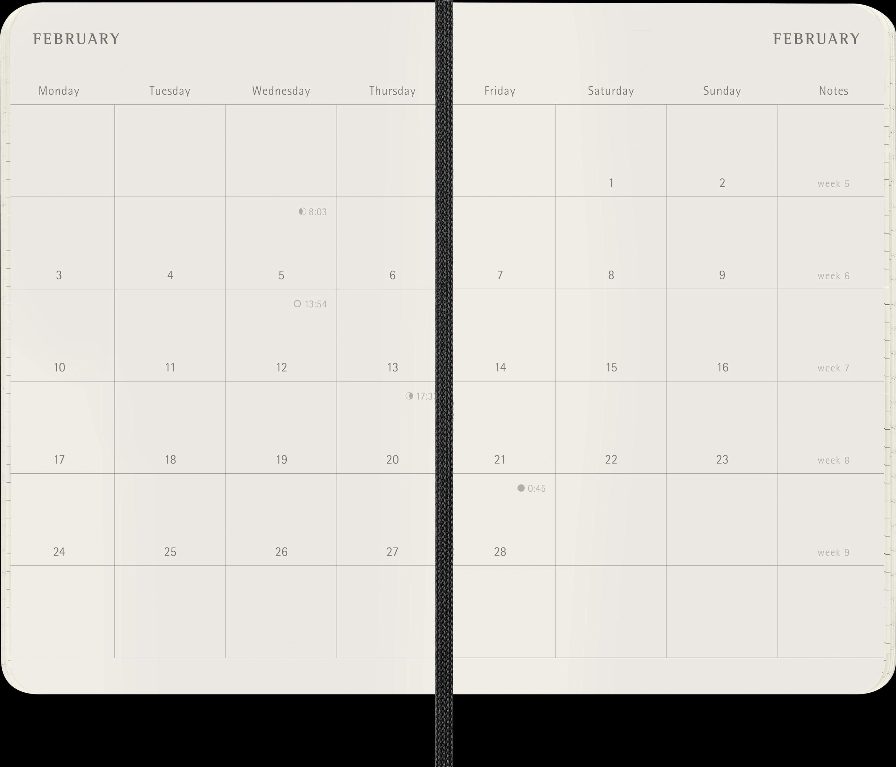 Moleskine 12 Monate Monatsnotizkalender 2025, P/A6