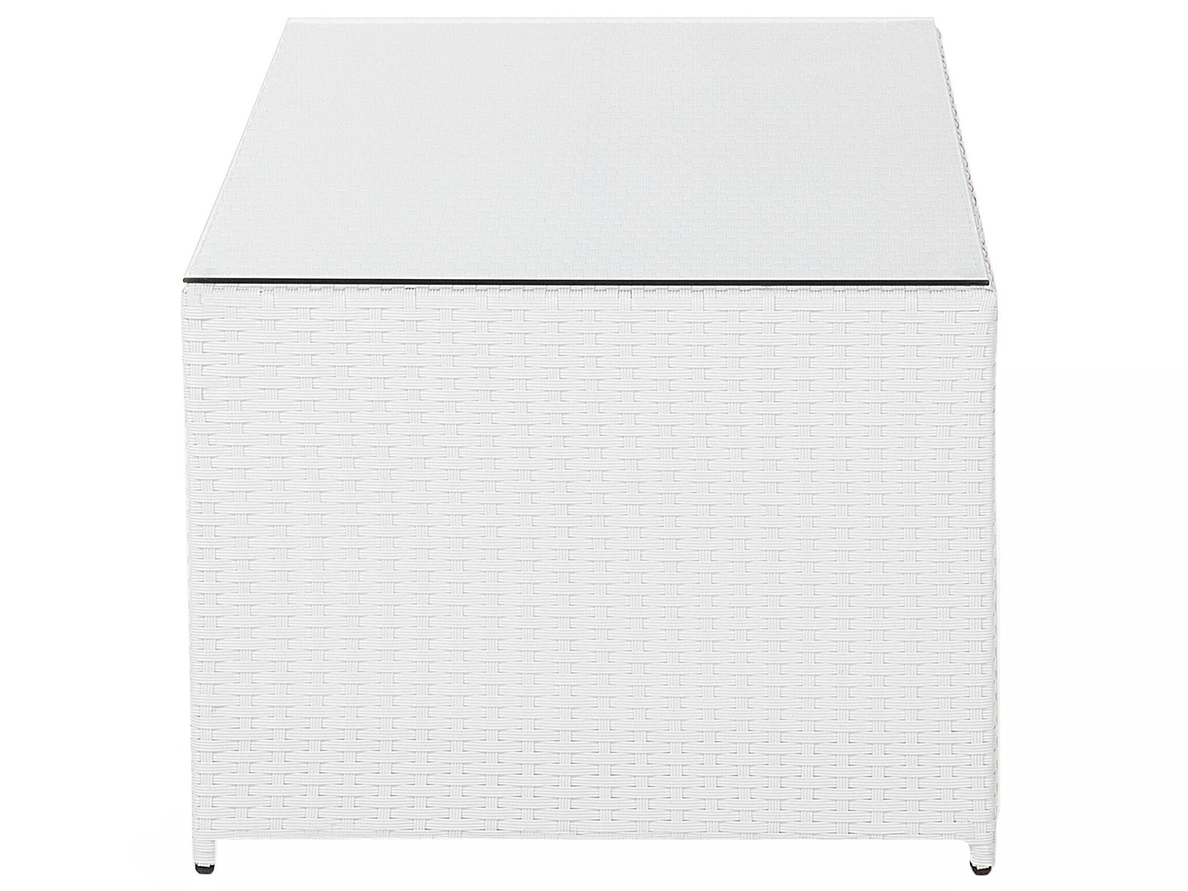 Loungeset met tafel en ottomaan 6-zits ROMA PE rotan Wit
