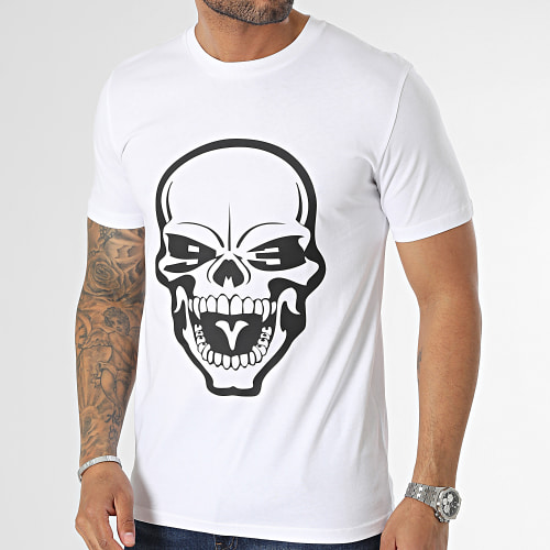 Tee Shirt Skull Blanc Noir