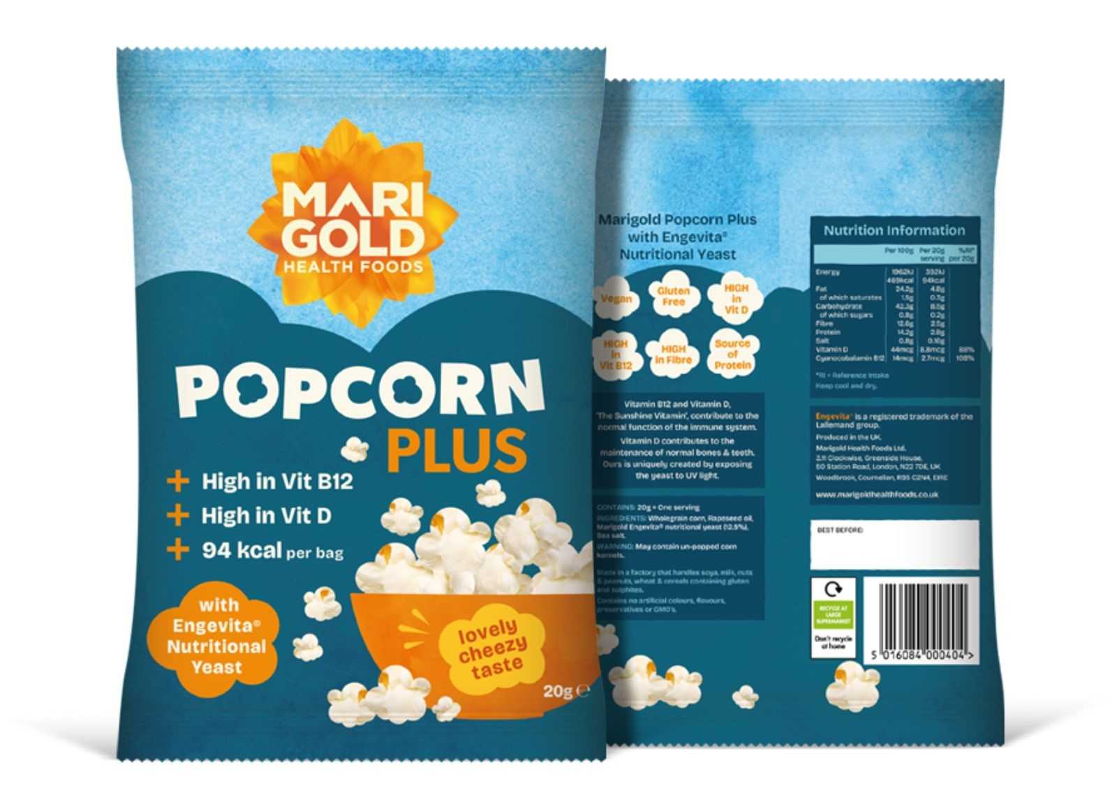 Pipoca Plus da Marigold Health Foods 20g