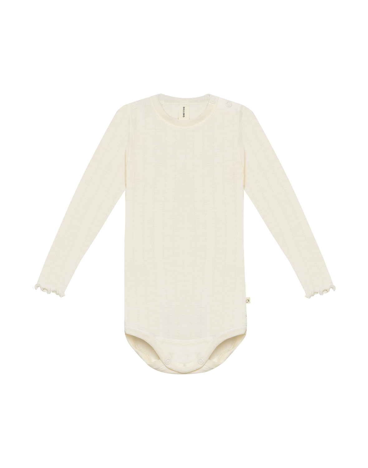 Pointelle romper met lange mouw van merinowol/zijde voor baby's