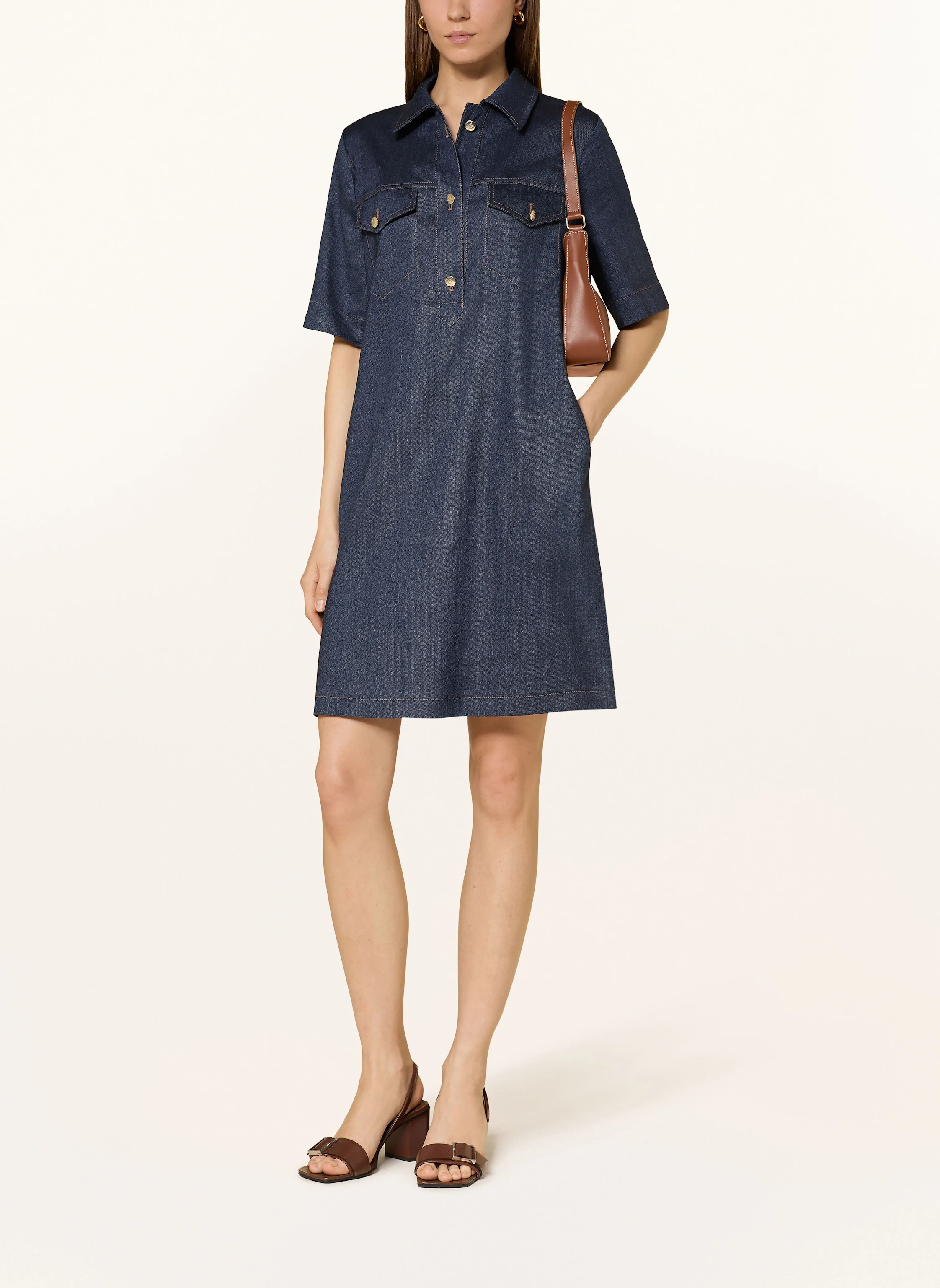 RIANI Hemdblusenkleid in Jeansoptik mit Leinen