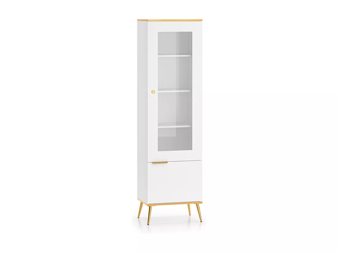 Vitrine 2 portes Zora Blanc et Doré