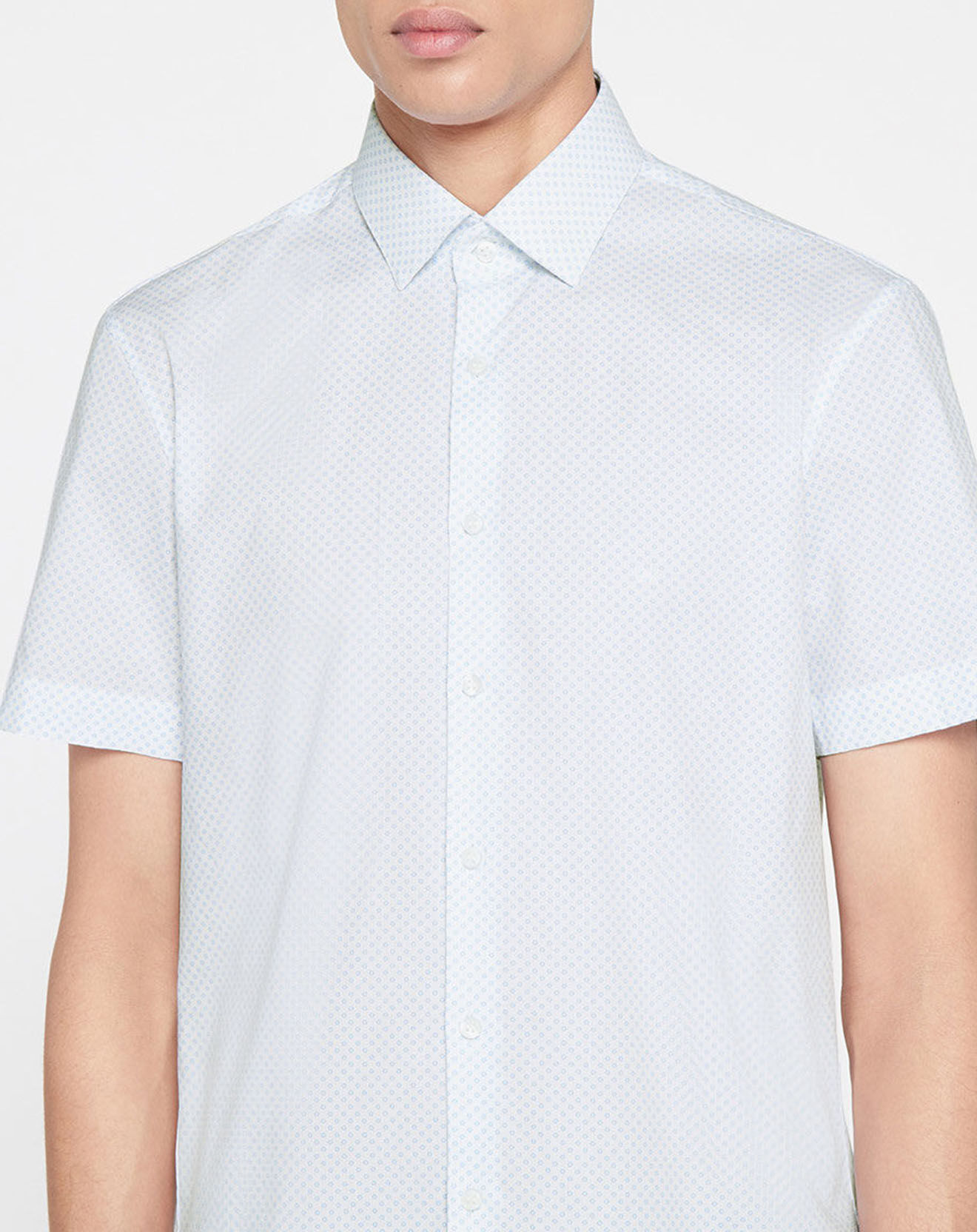Calvin Klein Chemise slim imprimée Minifleurs blanc/bleu clair