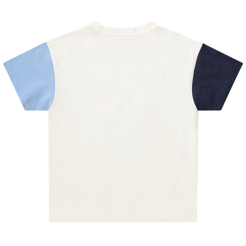 T-shirt manches courtes colorées print surfs pour garçon - Ecru