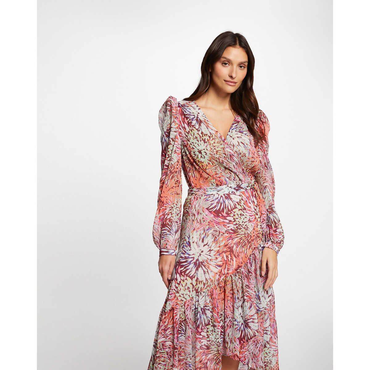 MORGAN<br>Vestido midi envelope estampado